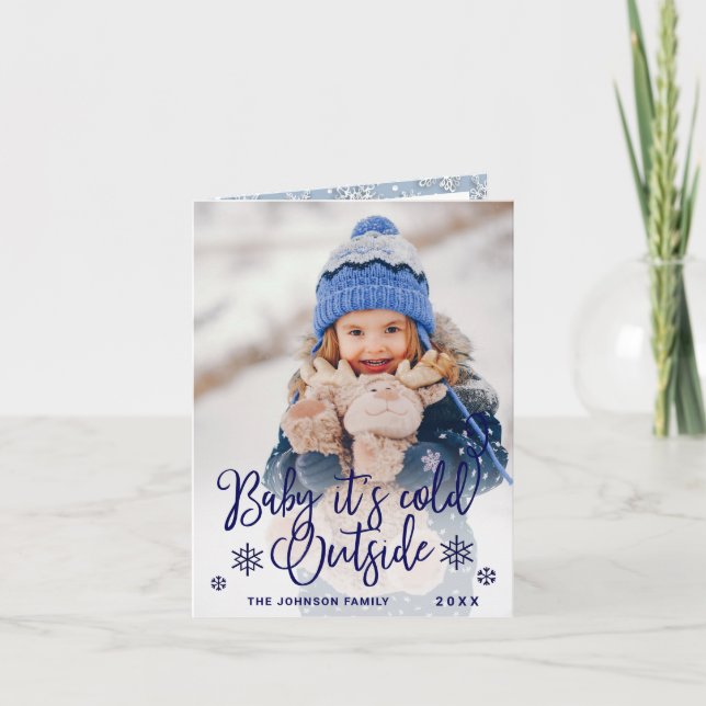 Cartes Pour Fêtes Annuelles Bébé de Noël C'est froid dehors (Devant)