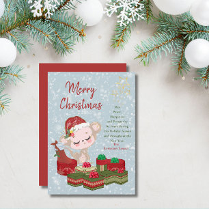 Cartes Pour Fêtes Annuelles Bébé de Noël mignon singe rouge chapeau de Père No