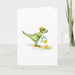 Cartes Pour Fêtes Annuelles Bébé Dinosaure T-Rex sur la plage