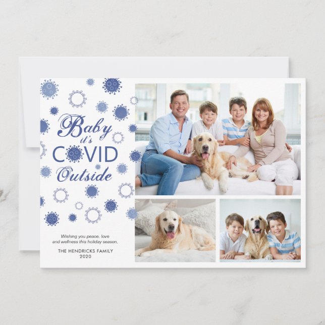 Cartes Pour Fêtes Annuelles BÉBÉ Drôle C'EST COVID DEHORS 3 Photos (Devant)