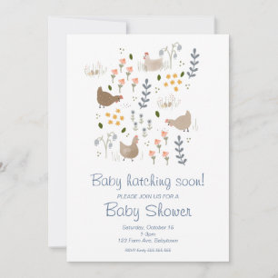 Cartes Pour Fêtes Annuelles Bébé éclosion Bientôt Baby shower de poulet Invita