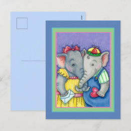 CARTES POUR FÊTES ANNUELLES BÉBÉ ÉLÉPHANTS PREMIER AMOUR, PACHYDERME MILIEUX
