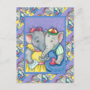 CARTES POUR FÊTES ANNUELLES BÉBÉ ÉLÉPHANTS PREMIER AMOUR, PACHYDERME MILIEUX