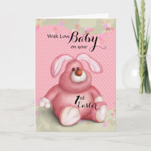 Cartes Pour Fêtes Annuelles Bébé/?ère Pâques - lapin rose