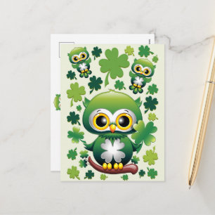 Cartes Pour Fêtes Annuelles Bébé Hibou Mignon St Patrick Dessin Animé