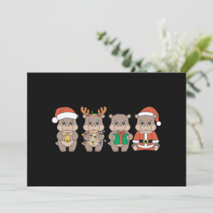 Cartes Pour Fêtes Annuelles Bébé Hippopotame Moo Deng Noël