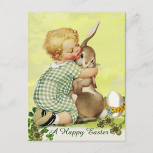 CARTES POUR FÊTES ANNUELLES BÉBÉ HUGING EASTER BUNNY