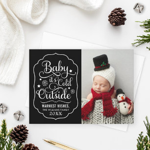 Cartes Pour Fêtes Annuelles Bébé il fait froid dehors Photo noire