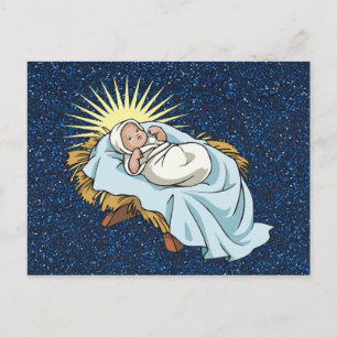 Cartes Pour Fêtes Annuelles bébé jésus dans la mangeoire