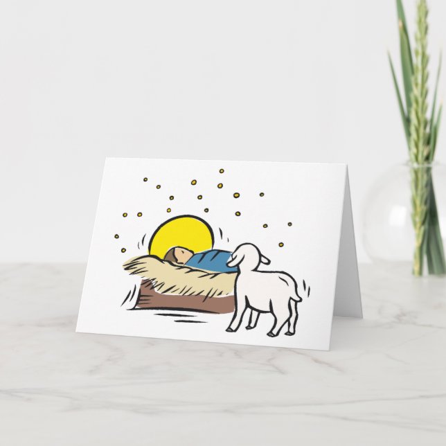 Cartes Pour Fêtes Annuelles Bébé Jésus Dans Le Manger (Devant)