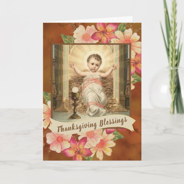 Cartes Pour Fêtes Annuelles Bébé Jésus Eucharistie Chalice Floral (Devant)