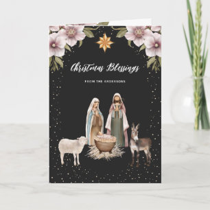 Cartes Pour Fêtes Annuelles Bébé Jésus scène de la Nativité Noël chrétien