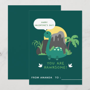 Cartes Pour Fêtes Annuelles Bébé mignon Dinosaur école primaire Saint-Valentin