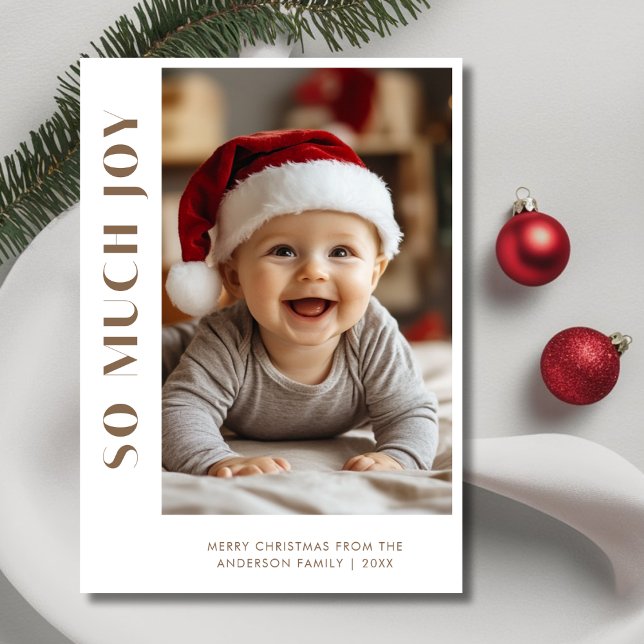 Cartes Pour Fêtes Annuelles Bébé Noël tellement de joie Enfant amusant Photo (Créateur téléchargé)