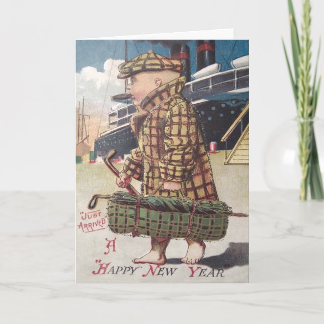 Cartes Pour Fêtes Annuelles Bébé Nouvel An Cigar Golf Bag Bateau (Devant)