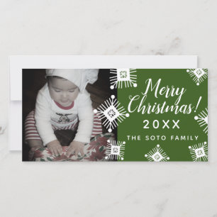 Cartes Pour Fêtes Annuelles Bébé Photo Flocons de Neige Noël Joyeux
