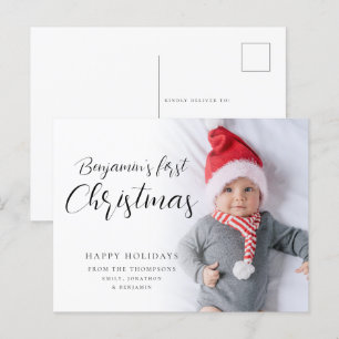 Cartes Pour Fêtes Annuelles Bébé première calligraphie de Noël Hol photo perso