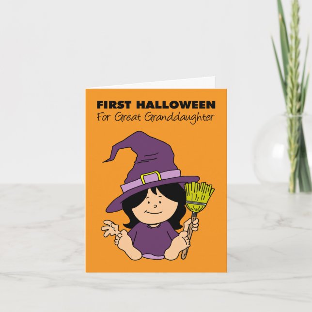 Cartes Pour Fêtes Annuelles Bébé première Halloween Grande sorcière grand-fill (Devant)