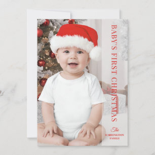 Cartes Pour Fêtes Annuelles Bébé Première photo classique de Noël