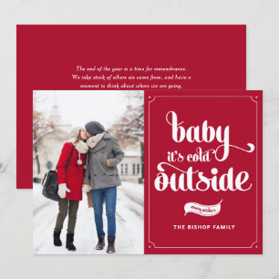 Cartes Pour Fêtes Annuelles Bébé rouge Il fait froid dehors Script Photo de No