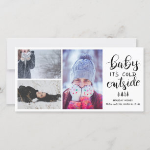 Cartes Pour Fêtes Annuelles Bébé Son Froid Dehors Photo de vacances manuscri