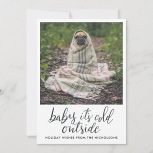 Cartes Pour Fêtes Annuelles Bébé son froid dehors photo de vacances manuscrite