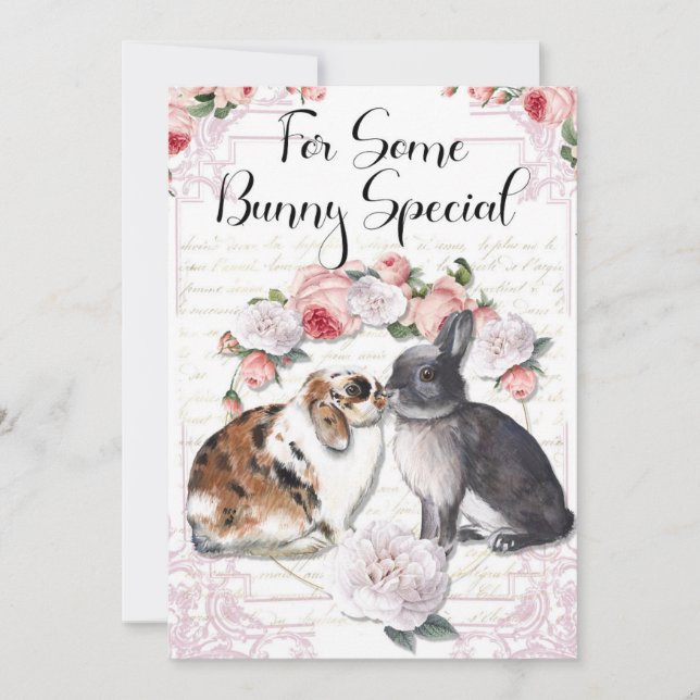 Cartes Pour Fêtes Annuelles Bébés, Lapin Lapin, Pâques, Valentines (Devant)
