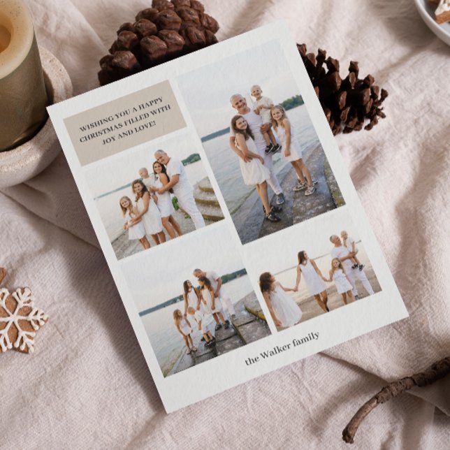 Cartes Pour Fêtes Annuelles Beige Moderne Neutre 4 Photo Élégant (Créateur téléchargé)