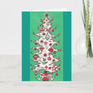Cartes Pour Fêtes Annuelles Bel arbre de Noël vintage de mod de la moitié du