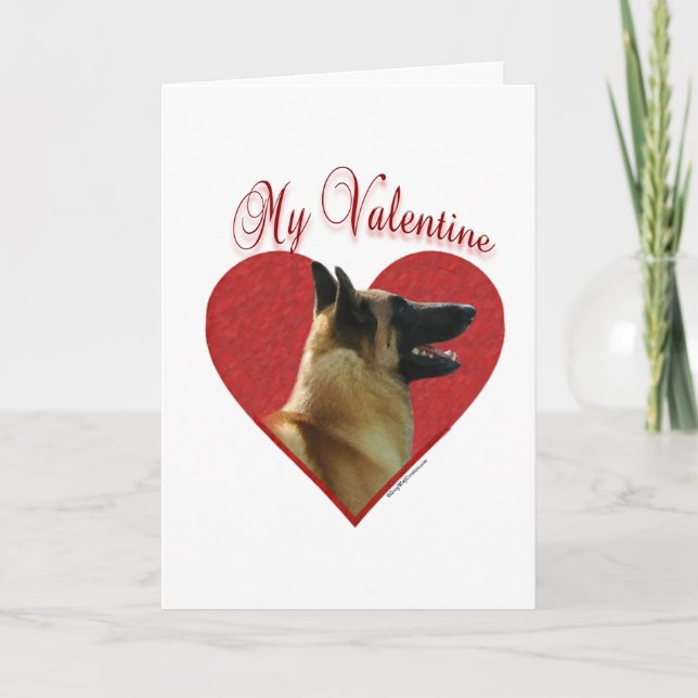 Cartes Pour Fêtes Annuelles Belge Malinois mon Valentine (Devant)