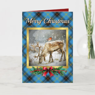 Cartes Pour Fêtes Annuelles Bell Stag & Robin Tartan Personnalisé
