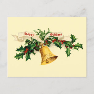 Cartes Pour Fêtes Annuelles Bell vintage, Mistletoe & Holly