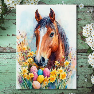 Cartes Pour Fêtes Annuelles Belle Aquarelle Cheval Souhaits de Pâques