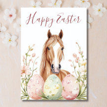 Belle Aquarelle Cheval Souhaits de Pâques