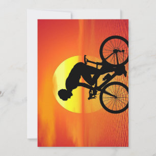 Cartes Pour Fêtes Annuelles Belle Bicyclette Silhouette Coucher de soleil Scèn