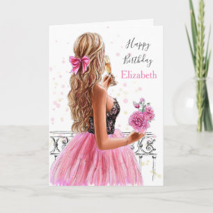 Cartes Pour Fêtes Annuelles Belle Blond Fashion Girl Joyeux Anniversaire Vacan