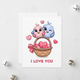 Cartes Pour Fêtes Annuelles Belle caricature couple d'oiseaux
