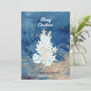 Cartes Pour Fêtes Annuelles Belle couleur de sable bleu sur la côte tradition 