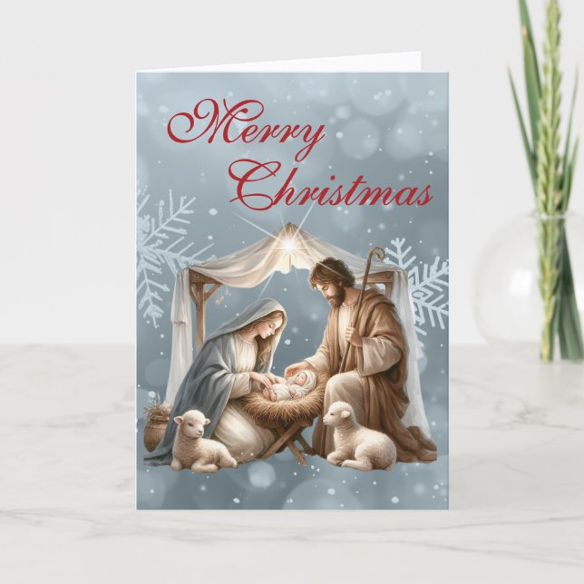 Cartes Pour Fêtes Annuelles Belle crèche Noël (Devant)