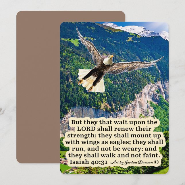 Cartes Pour Fêtes Annuelles Belle Écriture de l'Aigle Esaïe 40:31 (Devant / Derrière)