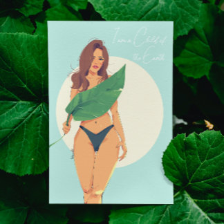 Cartes Pour Fêtes Annuelles Belle femme à la grosse feuille