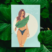Belle femme à la grosse feuille