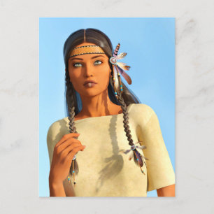 Cartes Pour Fêtes Annuelles Belle femme amérindienne tenue indigène