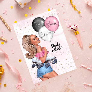 Cartes Pour Fêtes Annuelles Belle fille à rouleaux blonds Joyeux anniversaire