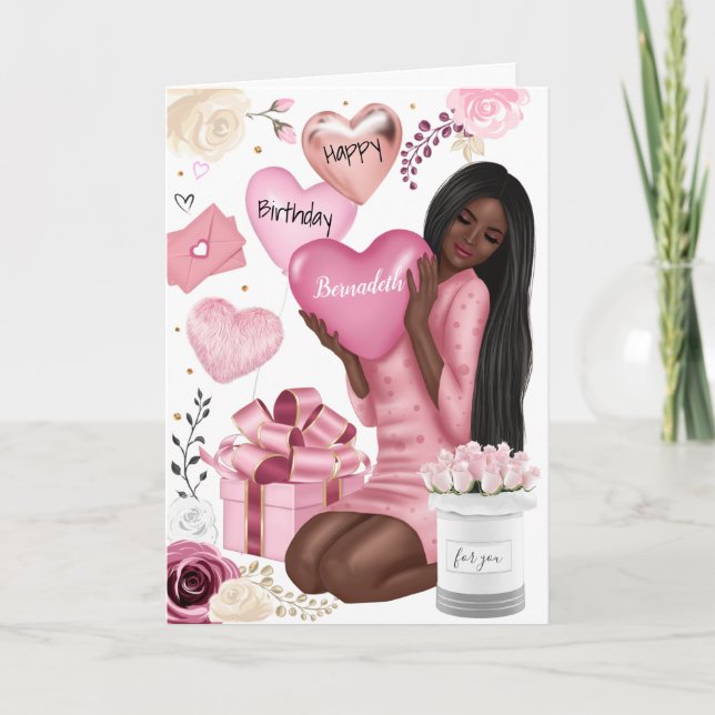 Cartes Pour Fêtes Annuelles Belle Fille Africaine Américaine Joyeuse Anniversa (Devant)