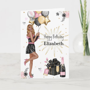 Cartes Pour Fêtes Annuelles Belle fille afro-américaine heureuse Anniversaire 