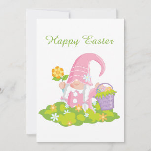 Cartes Pour Fêtes Annuelles Belle fleur de Pâques gnome