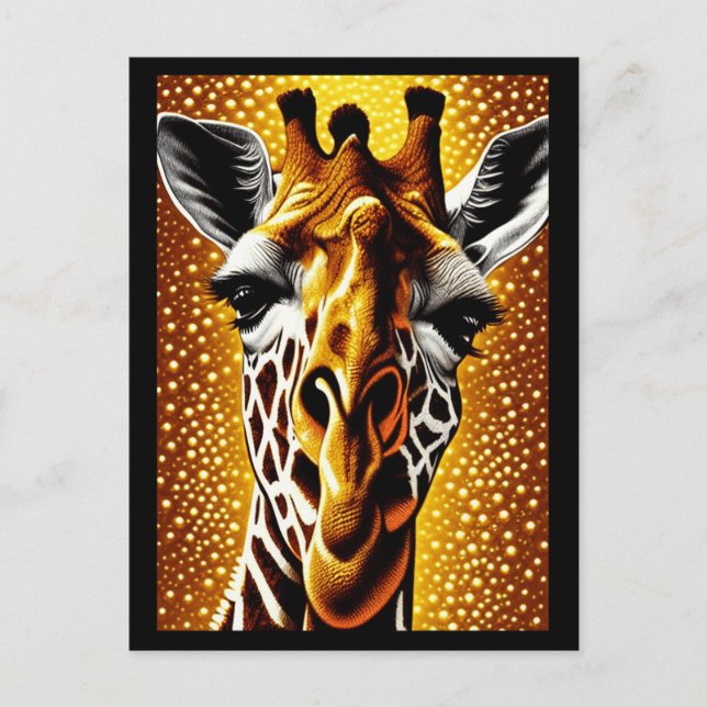 Cartes Pour Fêtes Annuelles Belle Giraffe sur une Parties scintillant Arrière  (Devant)