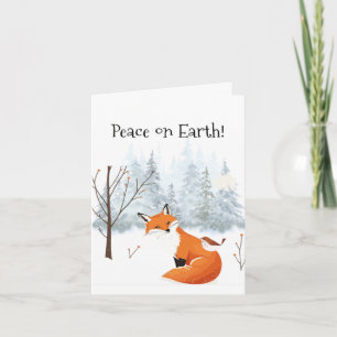 Cartes Pour Fêtes Annuelles Belle Paix sur Terre Renard Rouge Oiseau Hiver
