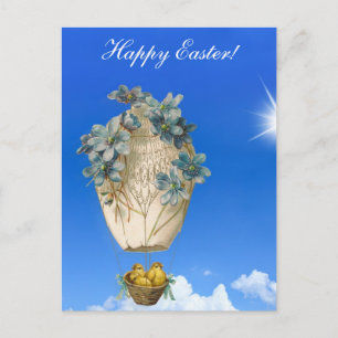 Cartes Pour Fêtes Annuelles Belle Pâques - ciel, poussins volants et fleurs